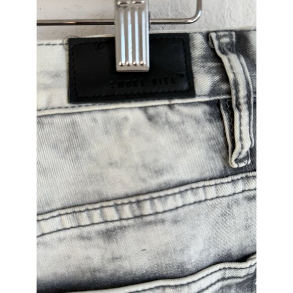 Smoke Rise Men's 36x34 Distressed Ripped Taper Denim Frost Gray Stretch Jeans - Picture 8 of 10